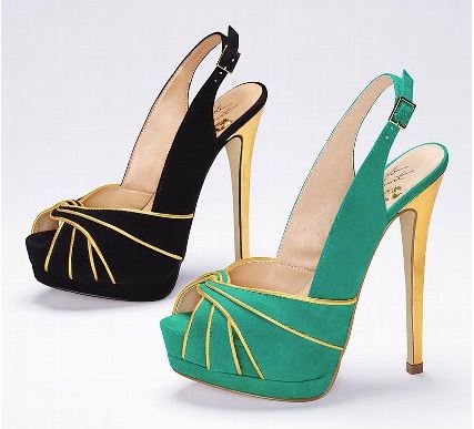 metallic print slingbacks