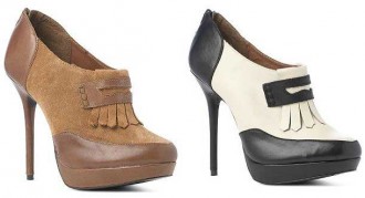 Leather high heeled loafers from New Look