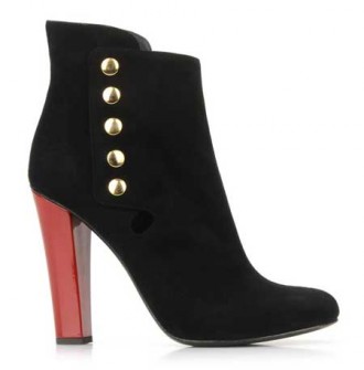 Black ankle boots with red heel