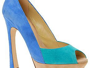 Aldo Bolus turquoise and blue colourblock peep toe shoes