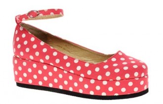 red polka dot platform shoes