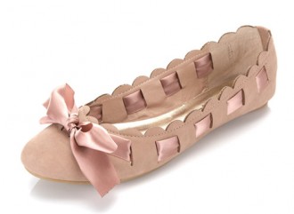 pink ribbon ballet flats