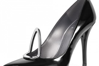 Stuart Weitzman 'Pear' Metal-Detail Patent Pumps