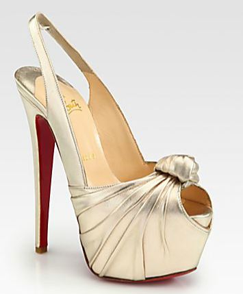 Christian Louboutin Miss Benin Metallic Leather Knot Platform Pumps