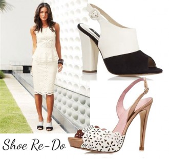 white broderie angliase dress with choice of shoes