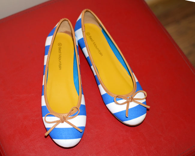 stripe ballet flats