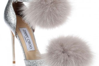 silver pom pom shoes by Jimmy Choo