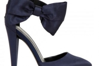blue shoes with bow at ankle