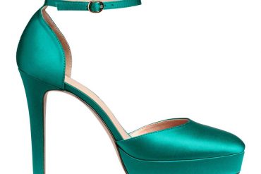 H&M green satin platform sandals